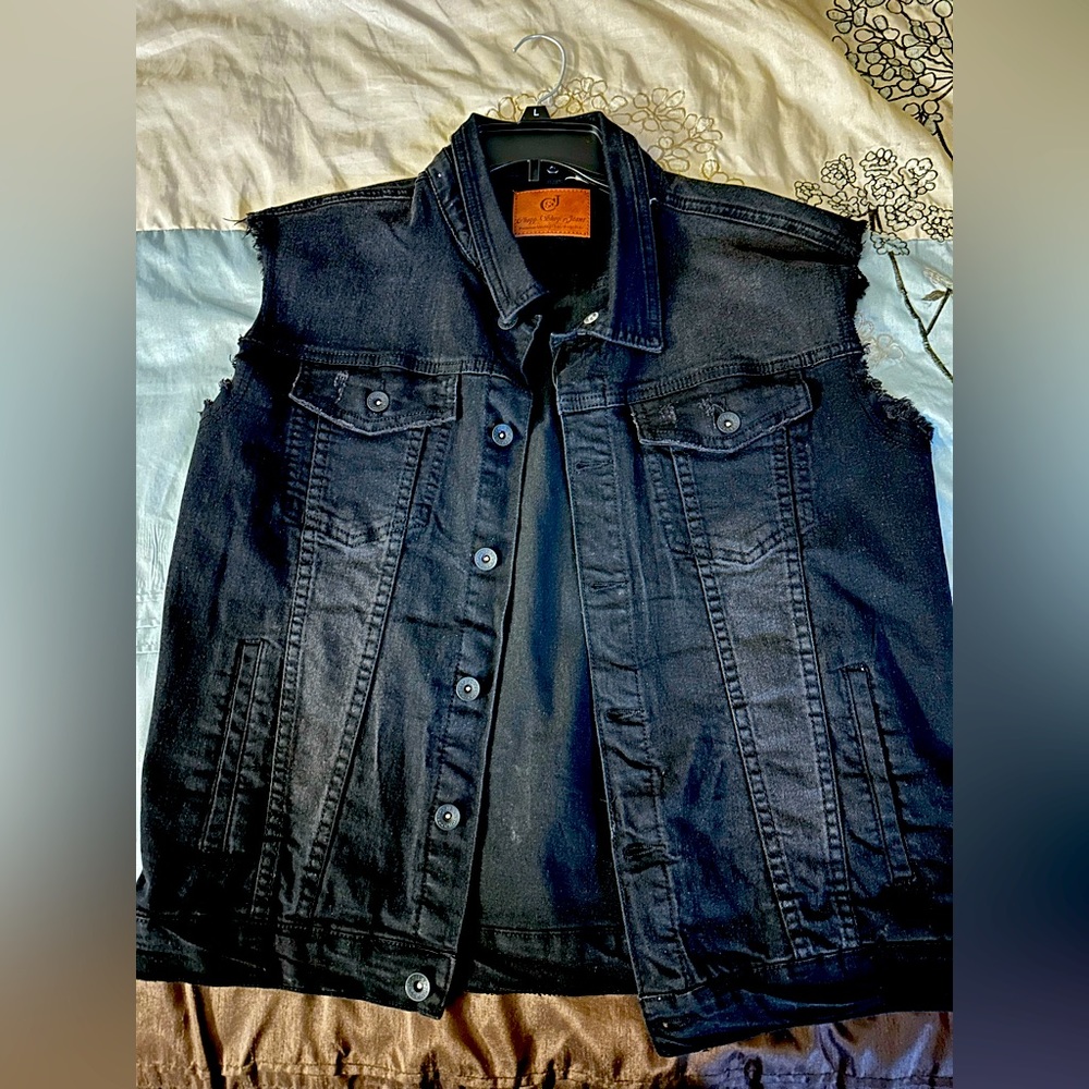 Black denim vest